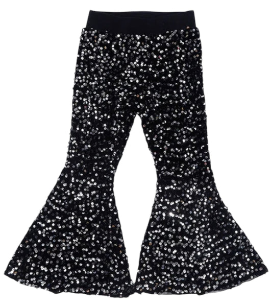 Grey Sequin Bell Pants