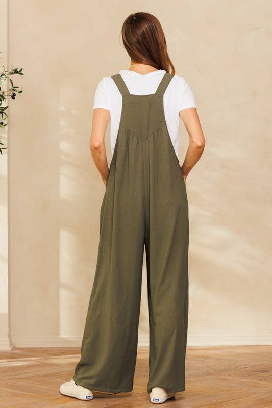 Solid Button Sling Jumpsuit