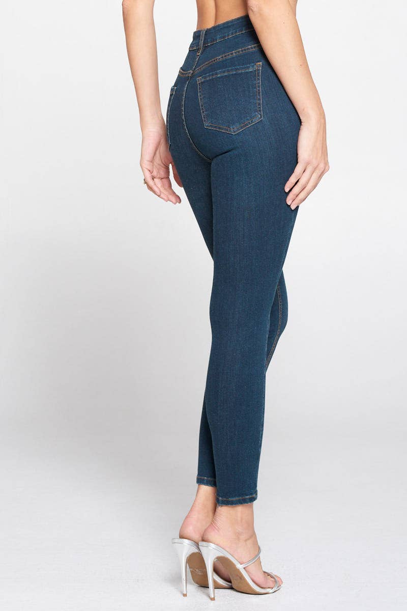 Skinny High-Rise 5 Button Design Jeans