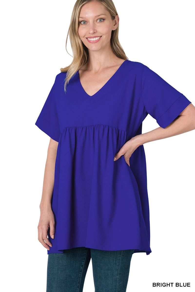 Black Empire Waist Shirring Tunic