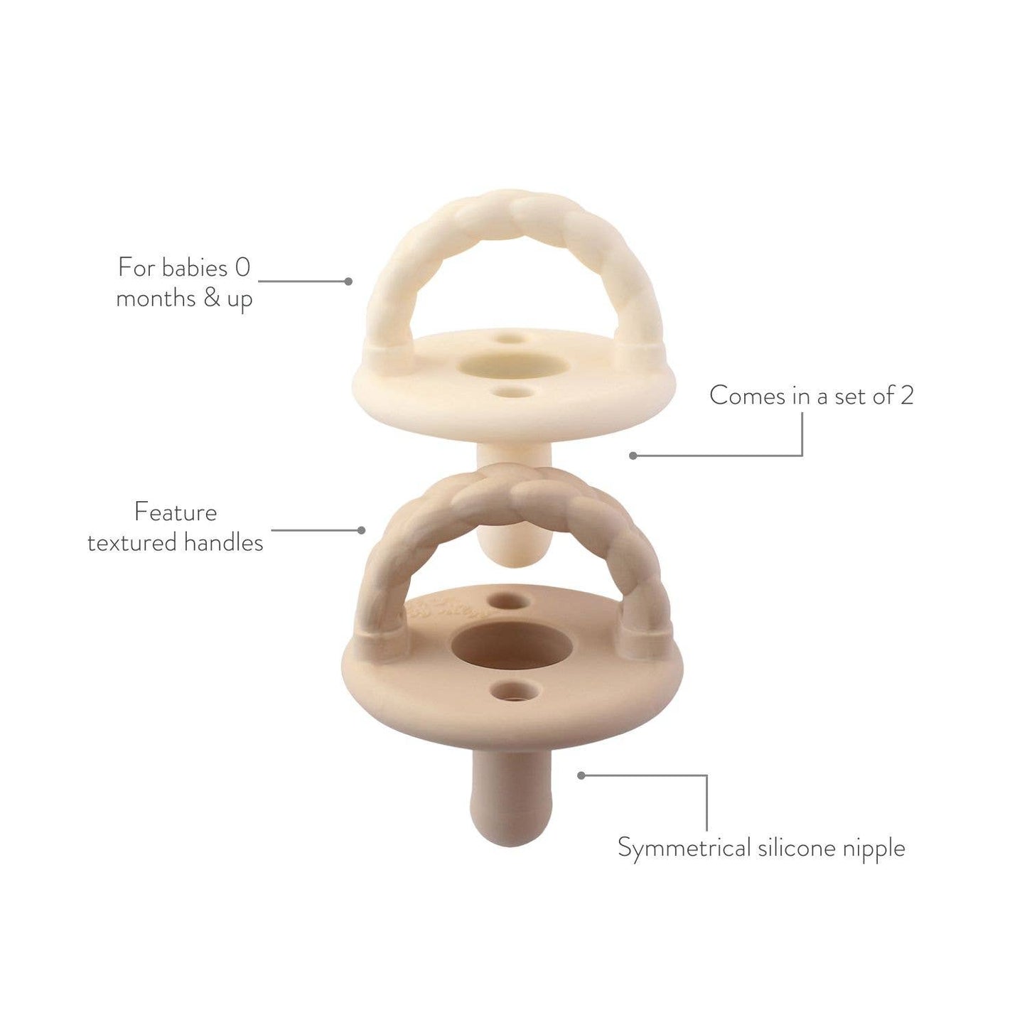 Sweetie Soother™ Silicone Pacifier Set of 3 Coffee & Cream