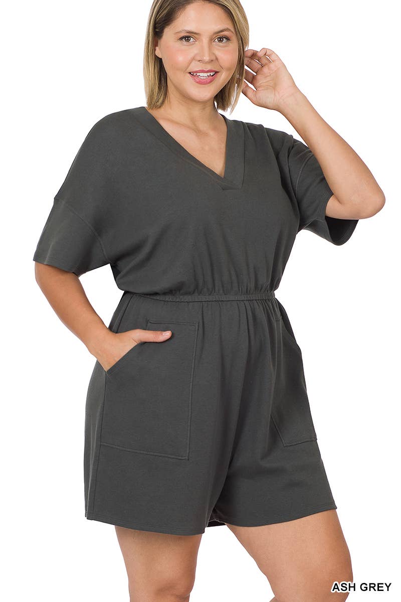 ***SALE*** Black V Neck Romper With Pockets