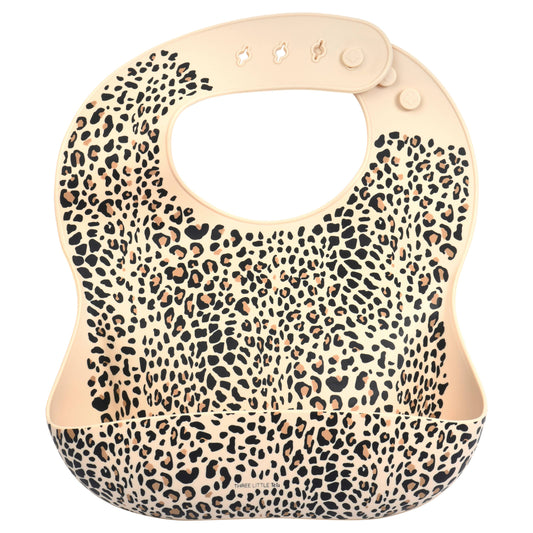 Leopard Print Silicone Bib with Crumb Catcher