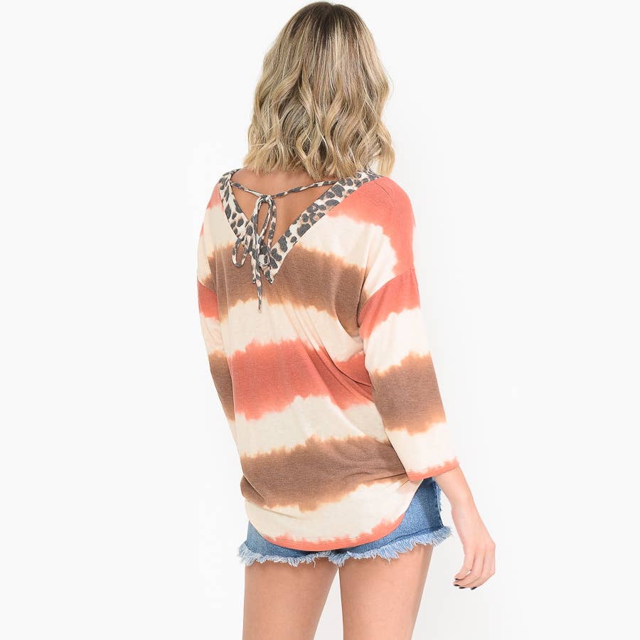 ***SALE*** Rust/Brown Leopard Stripe Blouse - T3137TI X