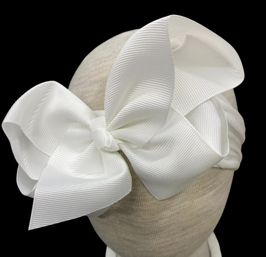 White Grosgrain Ribbon Headband Bow