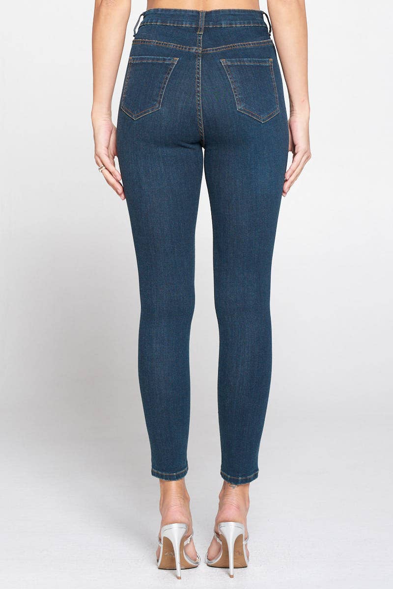 Skinny High-Rise 5 Button Design Jeans