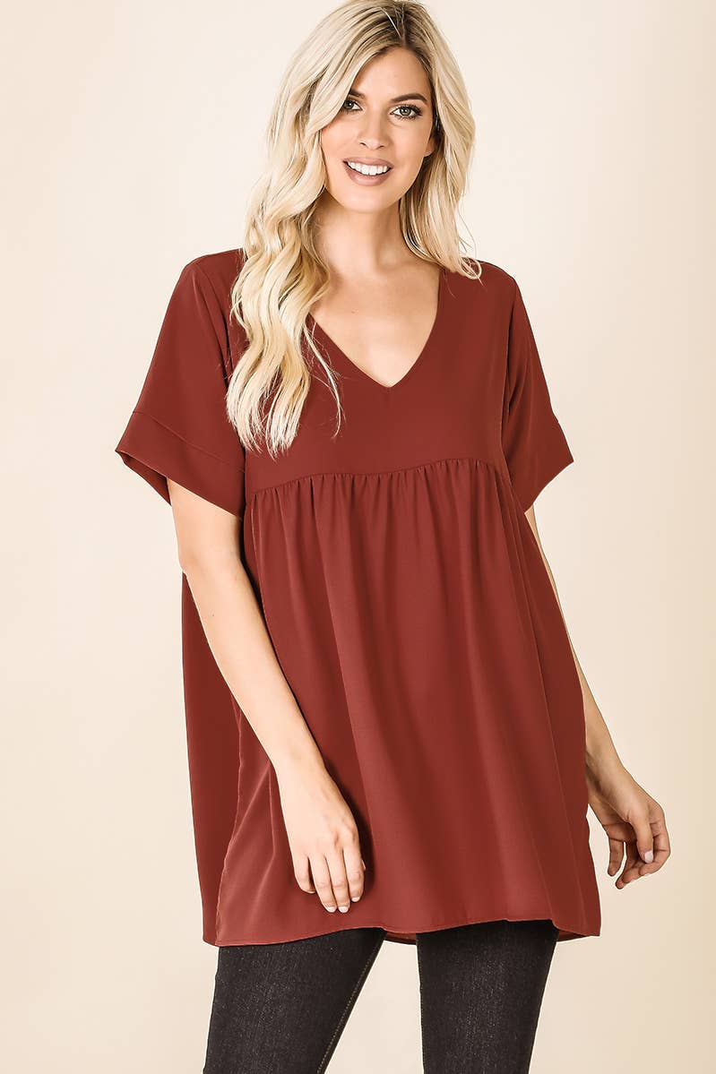 Black Empire Waist Shirring Tunic