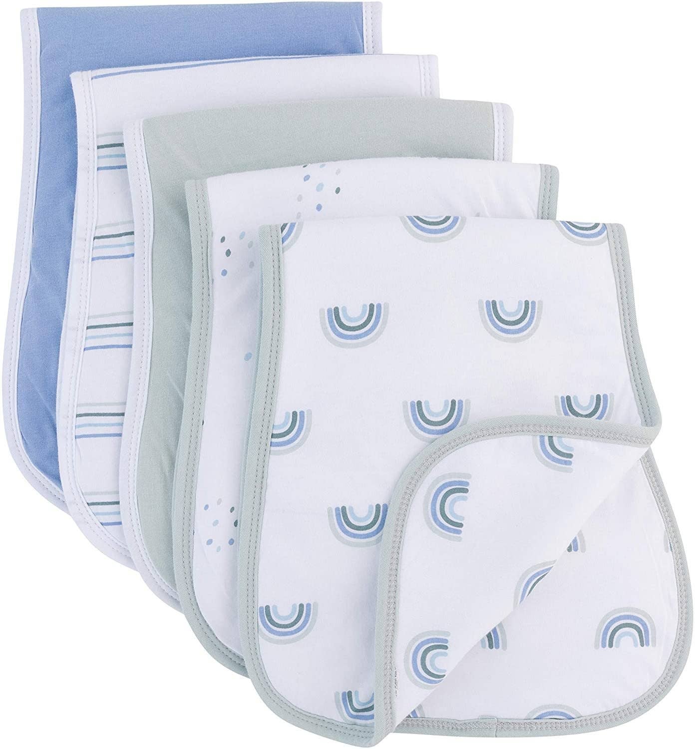 Blue Rainbow Reversible Burp Cloths