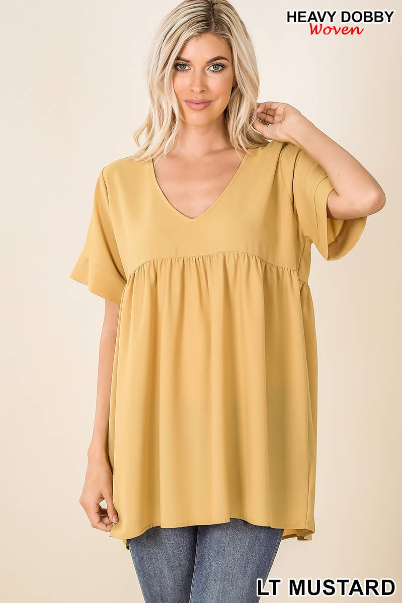 Black Empire Waist Shirring Tunic