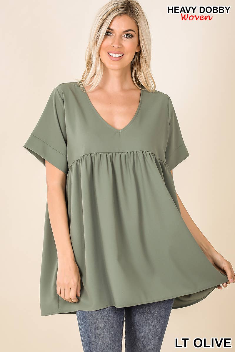 Black Empire Waist Shirring Tunic
