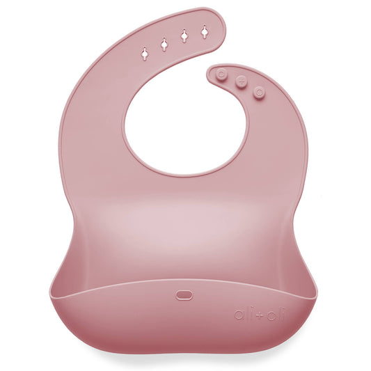 Silicone Baby Bib Roll Up & Stay Closed (Mauve)