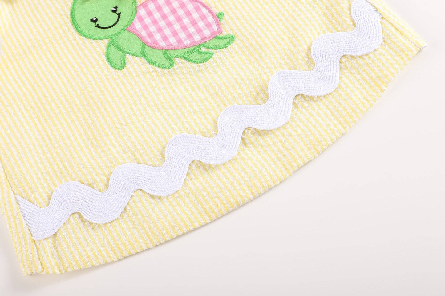 Yellow Seersucker Turtle 2pc Baby Bloomer Set