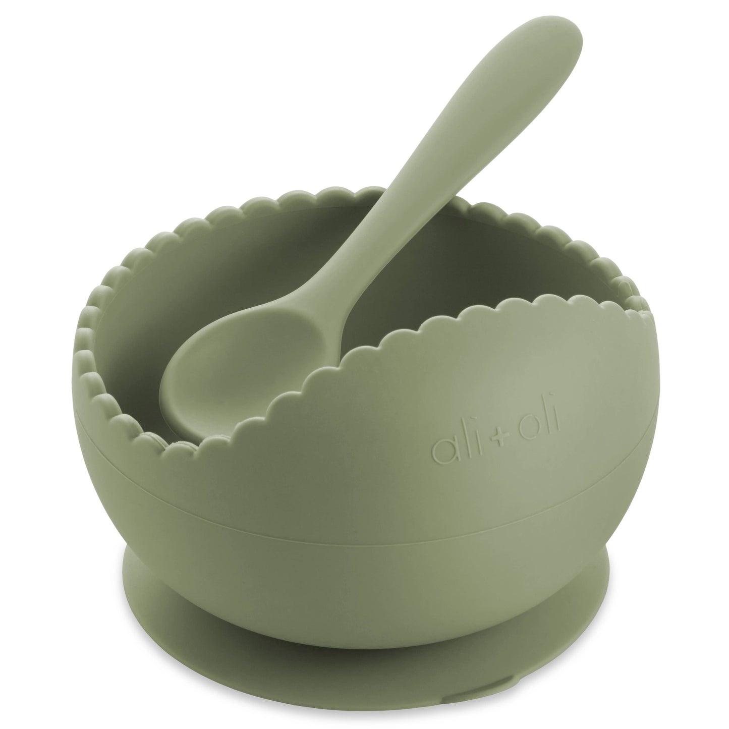 Ali+Oli Silicone Suction Bowl & Spoon Set (WAVY)