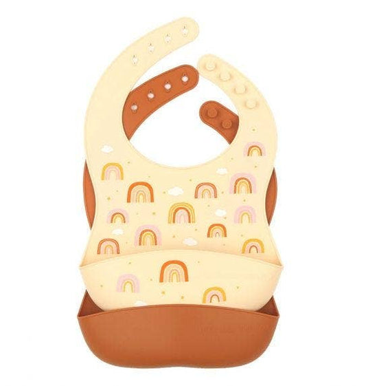 Silicone bib set of 2: Rainbows