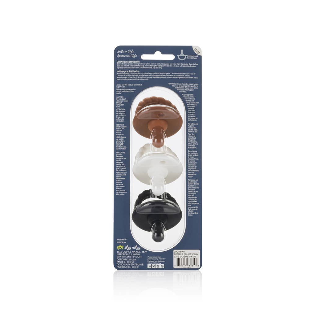 Sweetie Soother™ Silicone Pacifier Set of 3 Coffee & Cream