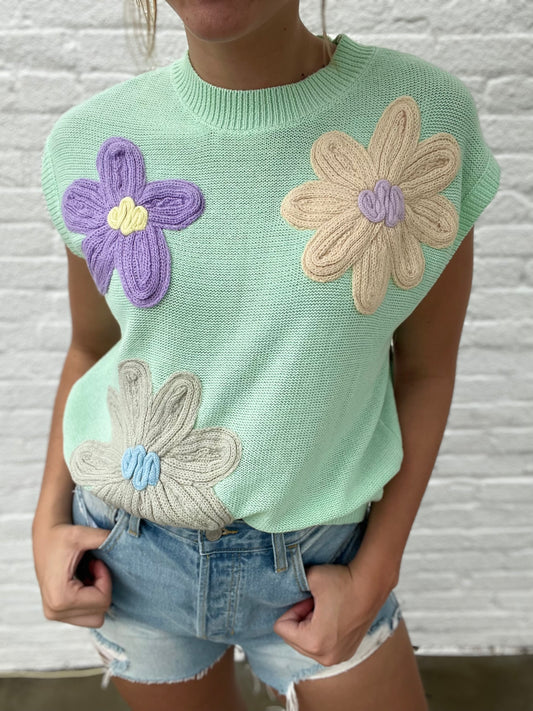 Light Green Flower Top