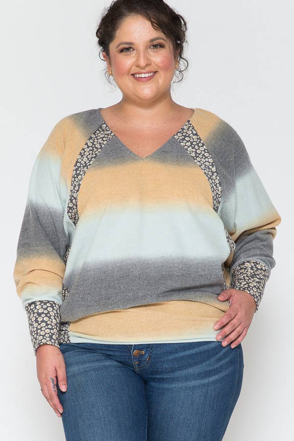 ***SALE*** Plus Brushed Tie Dye Dolman LS Top