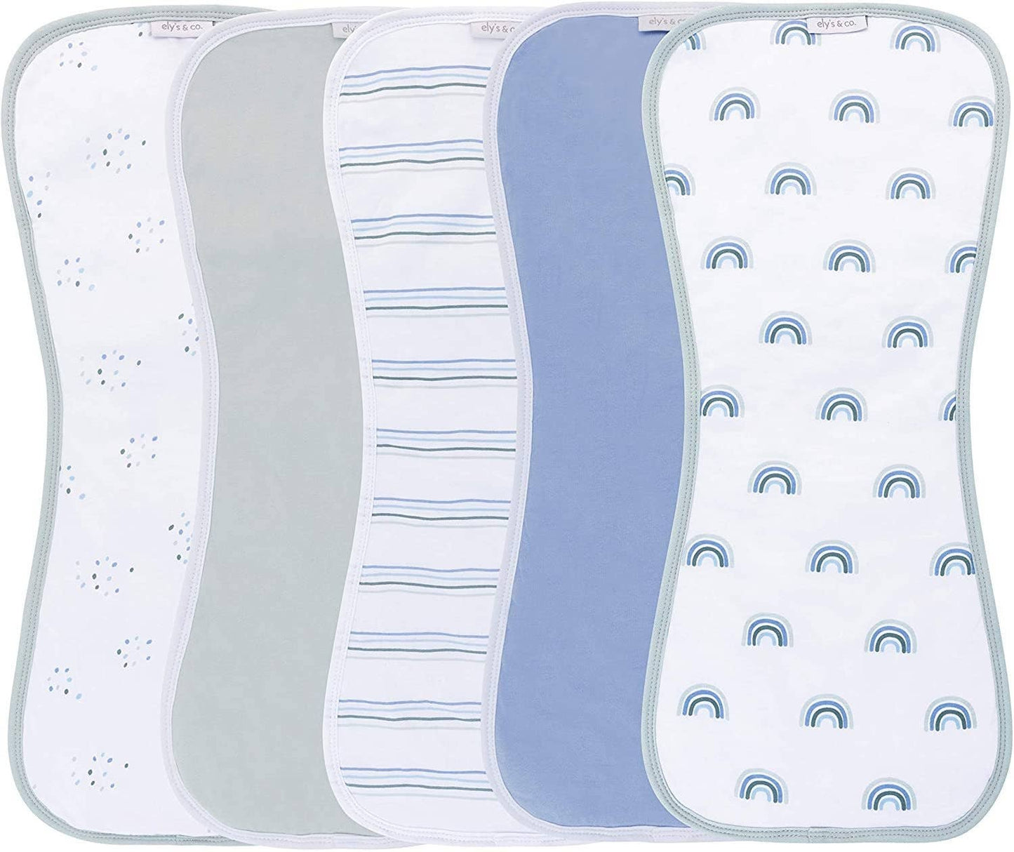 Blue Rainbow Reversible Burp Cloths