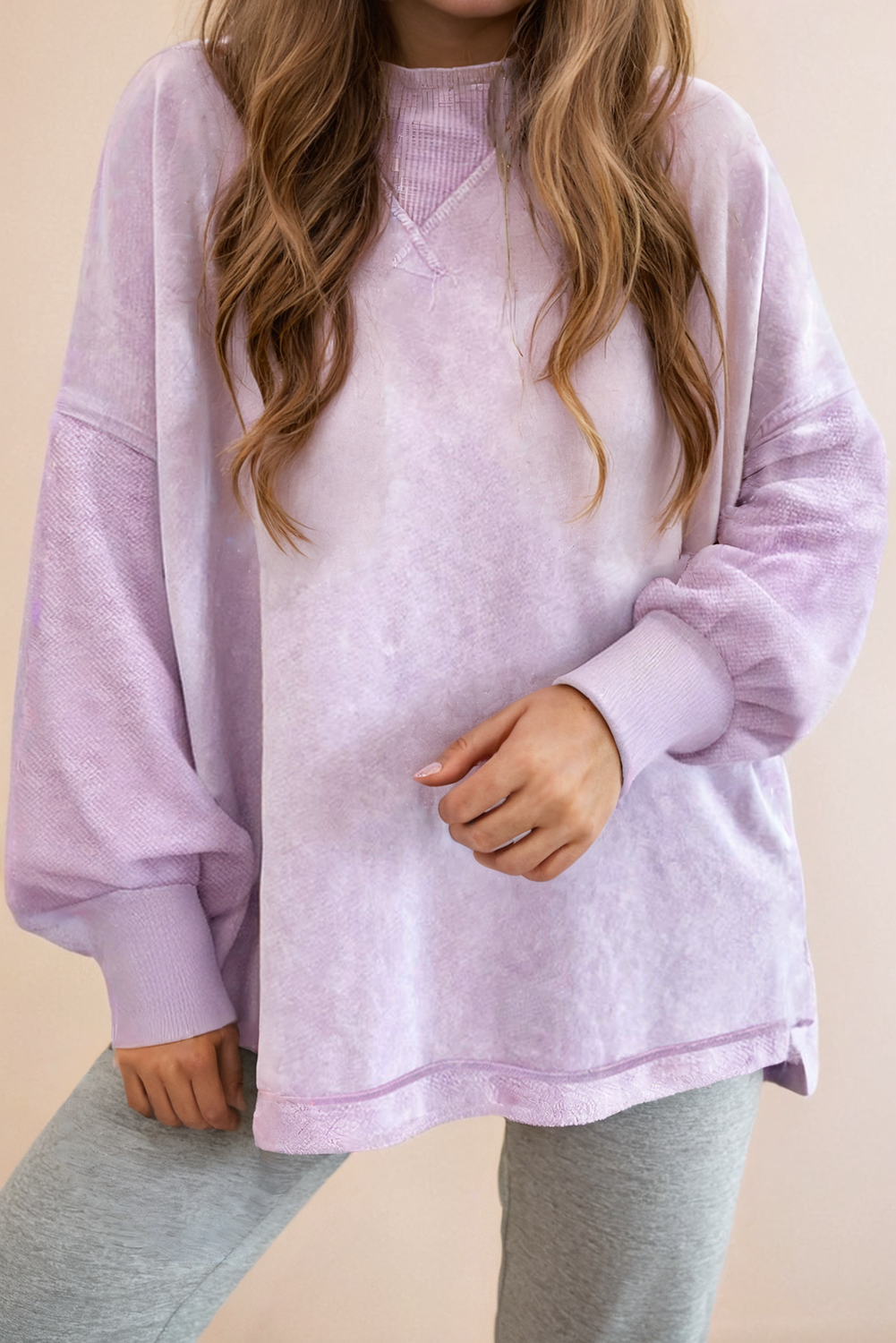 Mineral Wash Drop Shoulder Pullover Sweatshirt