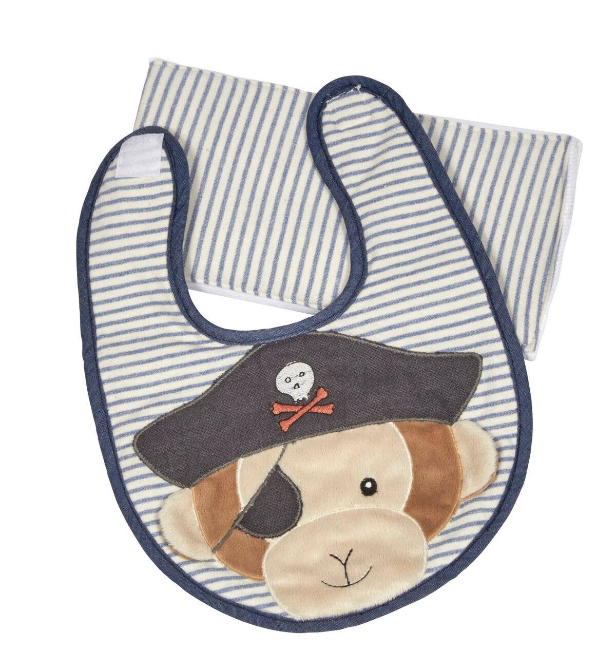 Pete the Pirate Monkey Boxed Bib & Burp Gift Set