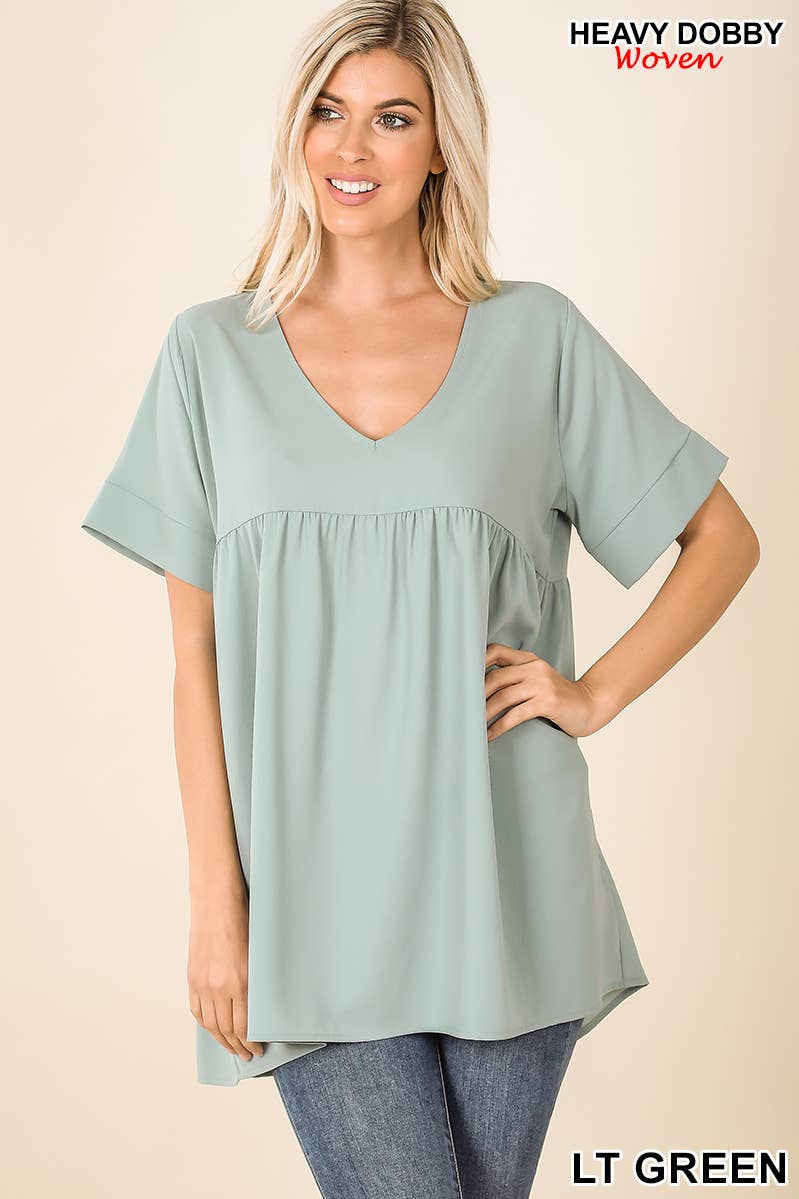Black Empire Waist Shirring Tunic