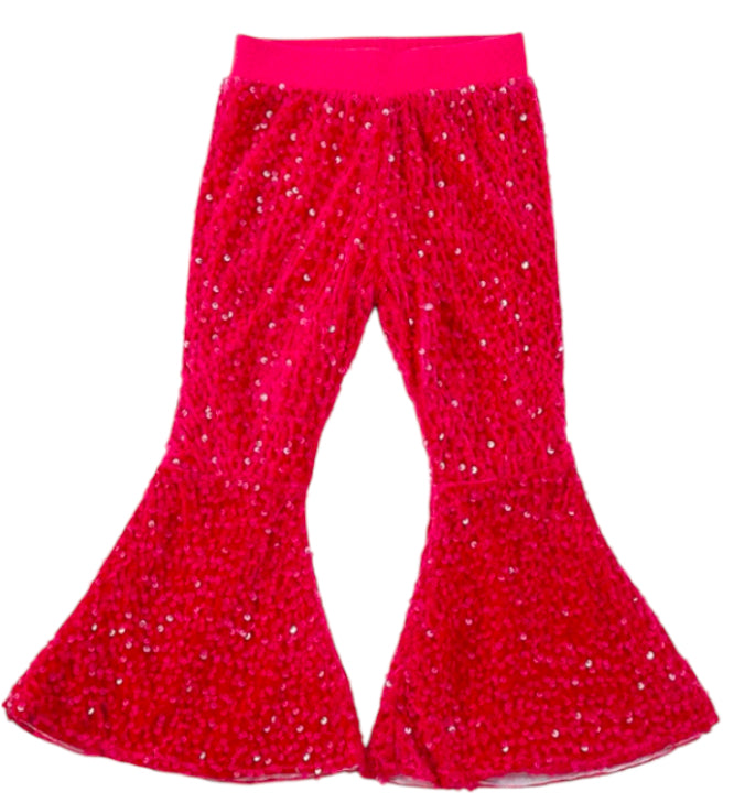 Magenta Sequin Bell Pants