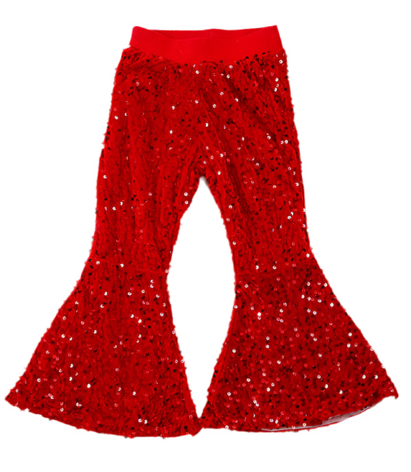 Red Sequin Bell Pants