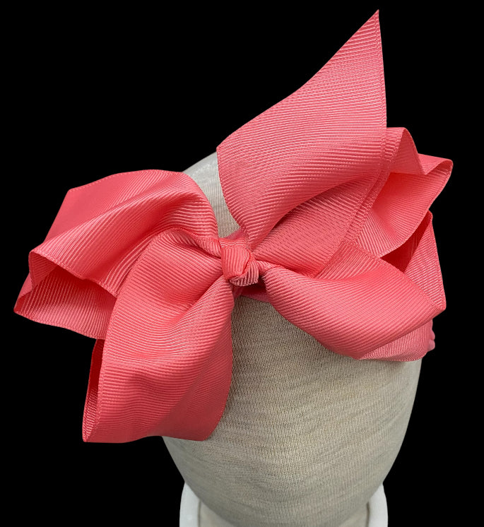 Coral Grosgrain Ribbon Headband Bow