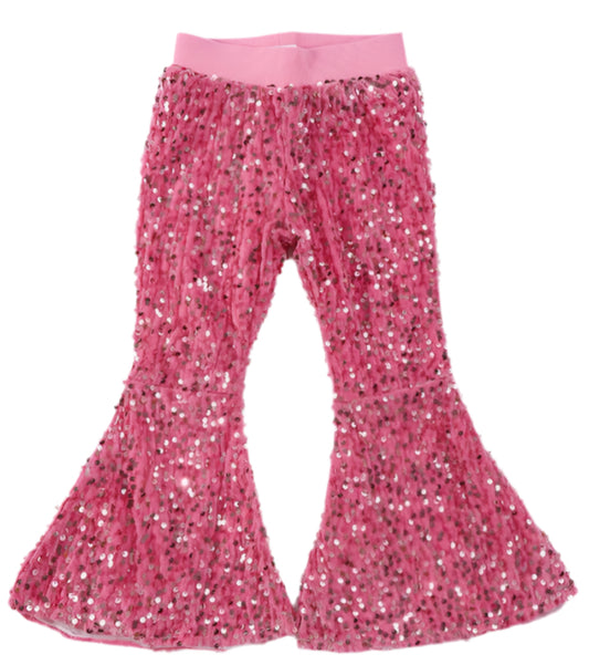 Pink Sequin Bell Pants