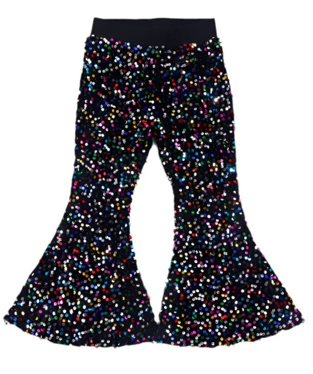 Black Sequin Bell Pants