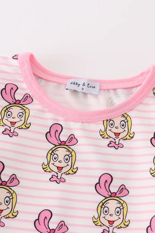 Pink Stripe CindyLWho Pajama Set