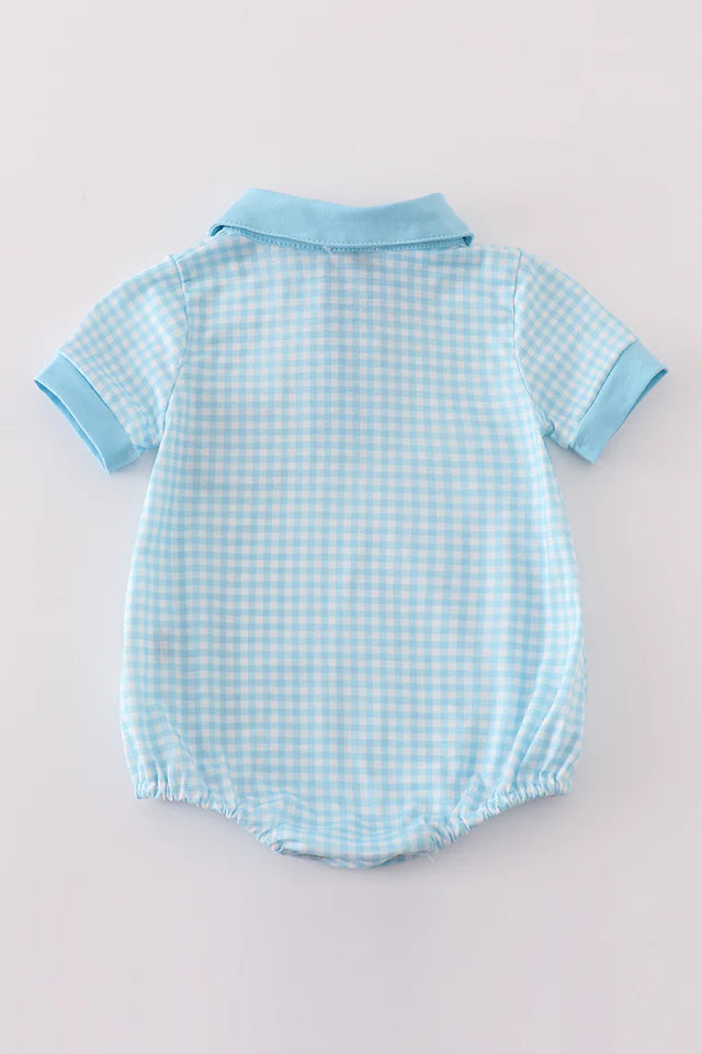 Blue Gingham Bubble Romper