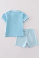 Blue Gingham 2pc Boys Short Set