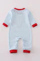 Blue Stripe Dino Heart Appliqued Boy Romper