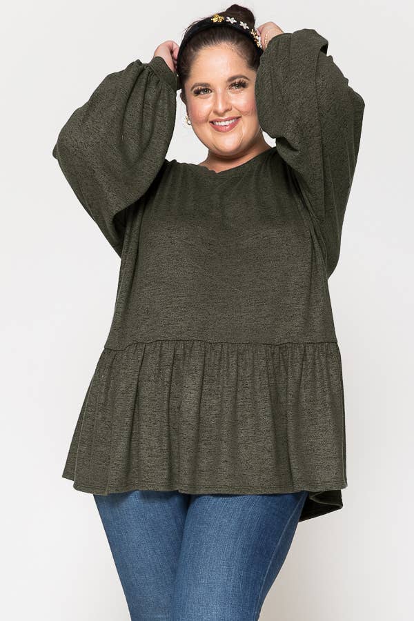 Women Plus Size Tiered Top Ruffled Bottom