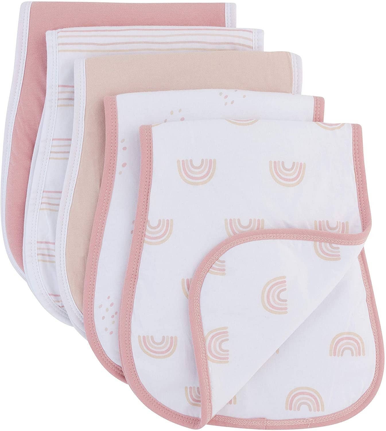 Dusty Pink Rainbow Reversible Burp Cloths