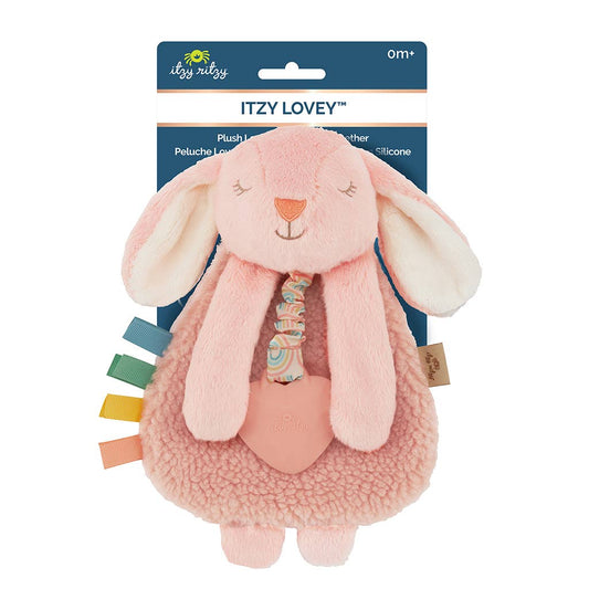 Itzy Lovey™ Pink Bunny Plush w/Silicone Teether Toy