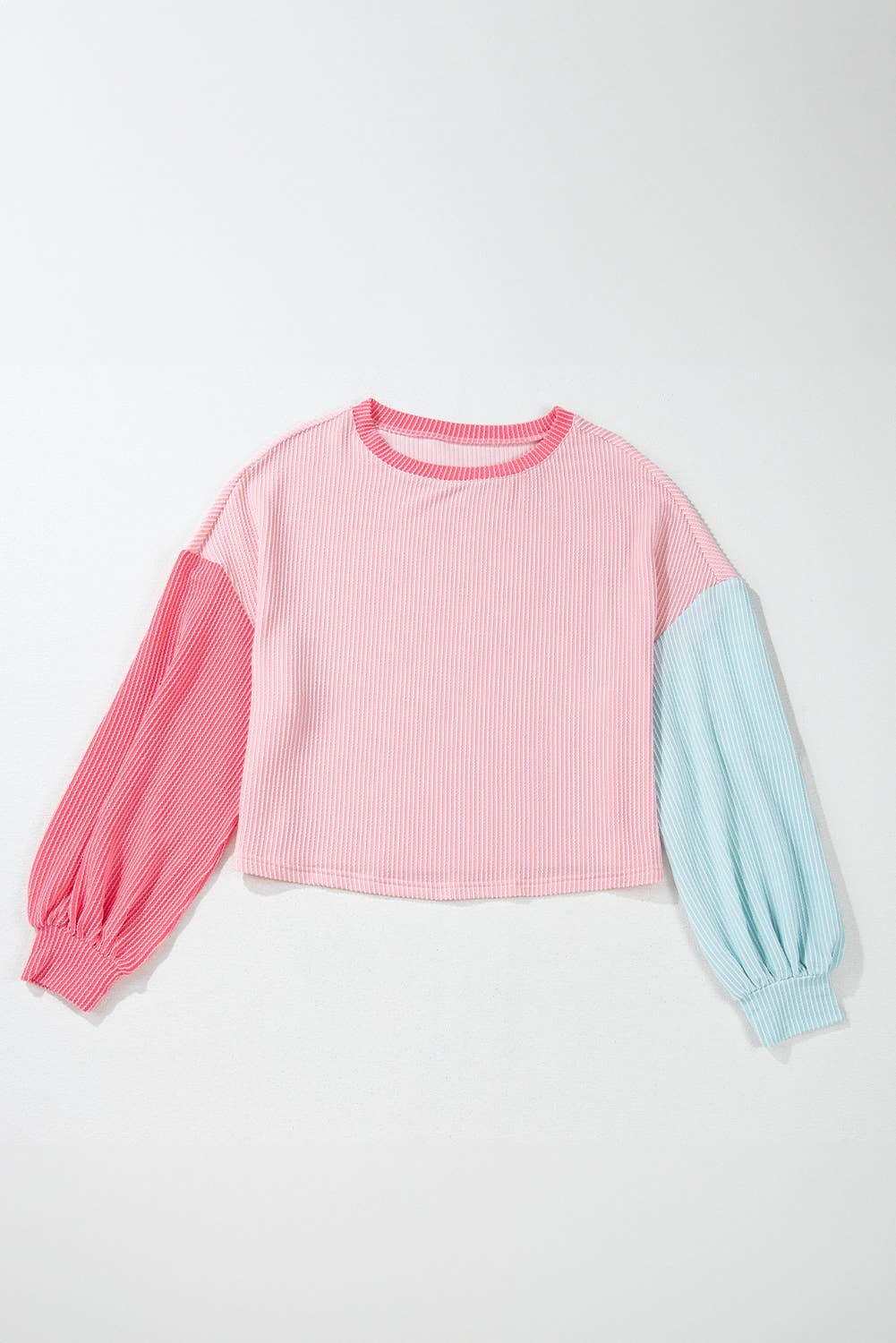 Corded Colorblock Loose Fit Long Sleeve Top | S-2XL