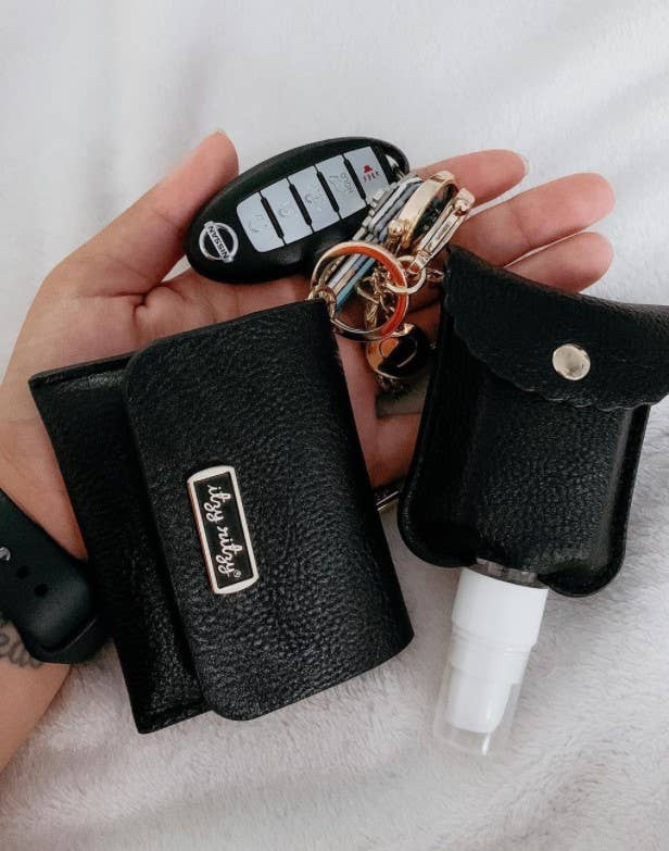 Black Itzy Mini Wallet™ Card Holder & Key Chain Charm