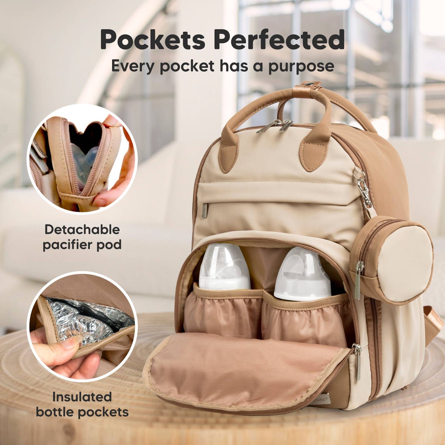 Latte Play Diaper Backpack w/Changing Pad