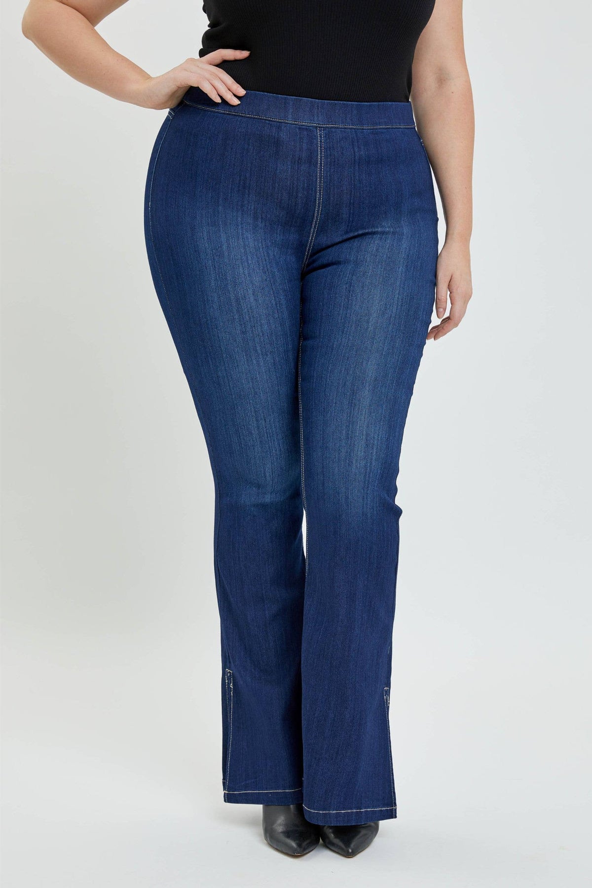 Plus Mid Rise Plus Mid Rise Pull On Flare w/Side SlitAB38664DKP – MTM-More Than Monograms