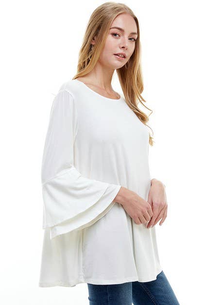 Tunic With Double Layer Bell Sleeve