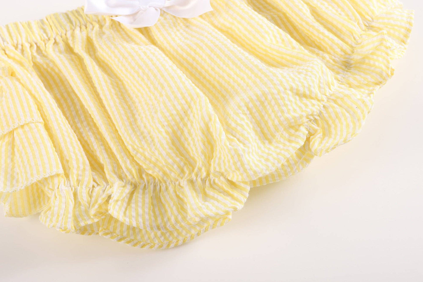 Yellow Seersucker Turtle 2pc Baby Bloomer Set