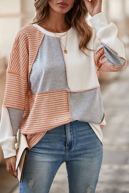 Orange Multi ExpSeam CB  Knit Top
