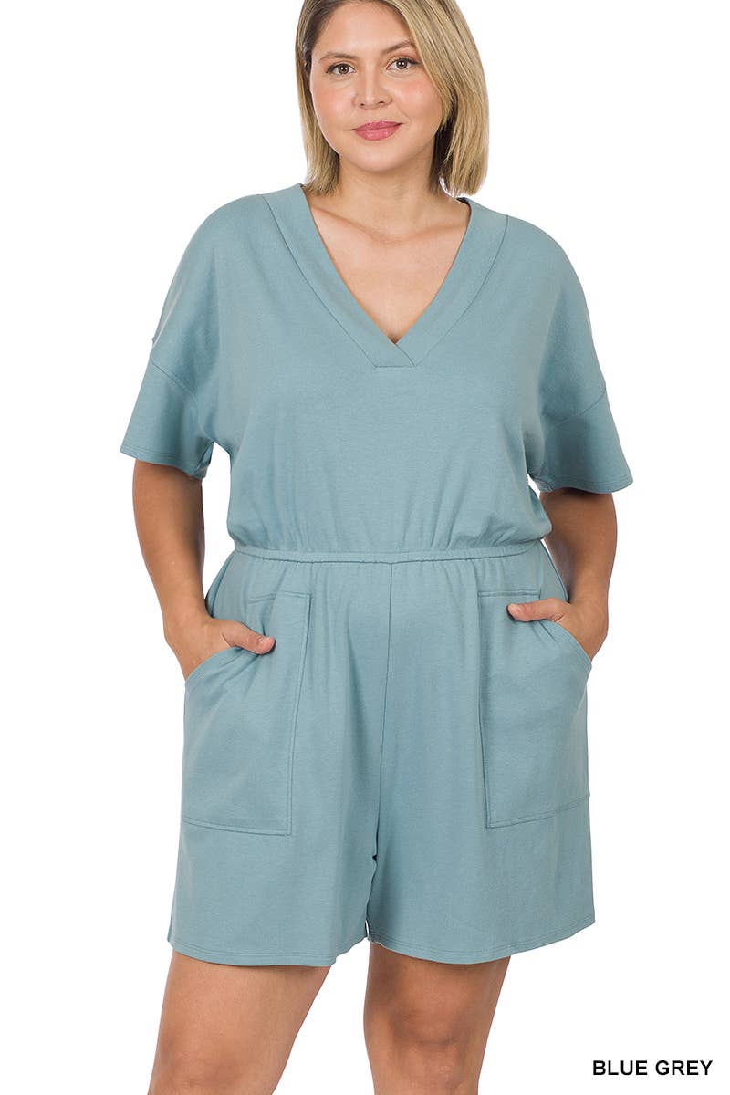 ***SALE*** Black V Neck Romper With Pockets