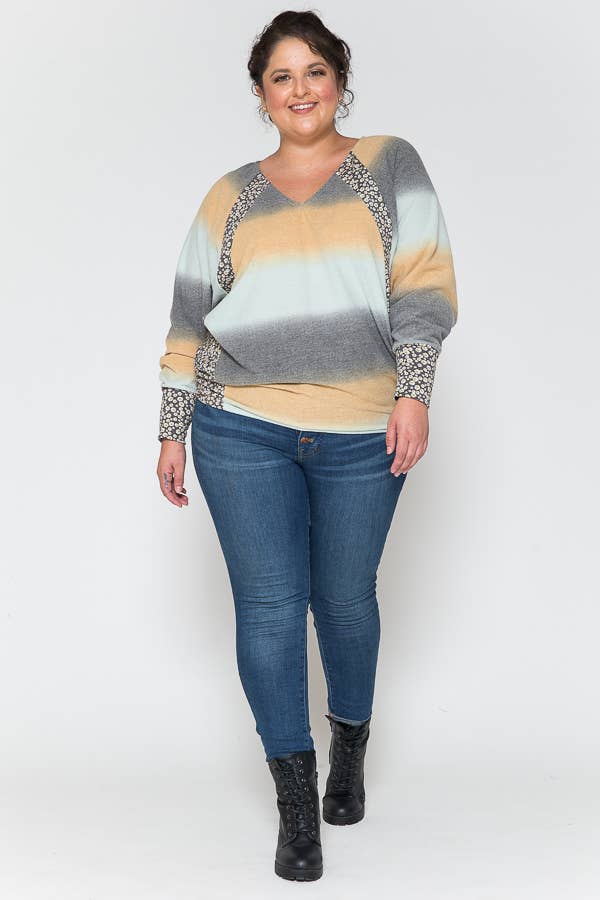 ***SALE*** Plus Brushed Tie Dye Dolman LS Top